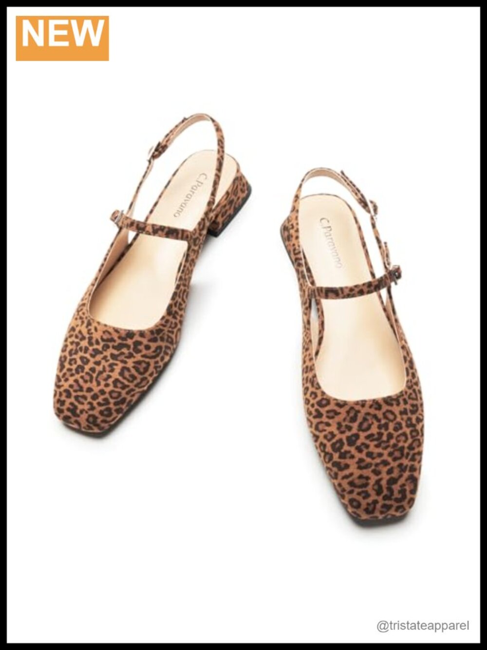 Slingback Flats with Adjustable Ankle Strap & Cushioned Insole
